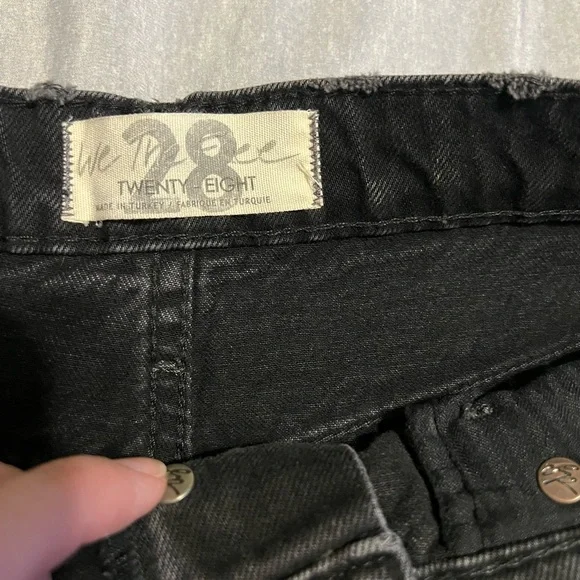 Free People We The Free Black Distressed Denim High Rise Jeans - Picture 4 of 8